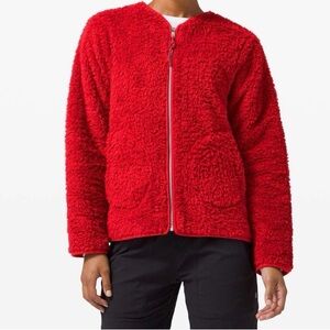 lululemon Oh So Sherpa Full Zip Jacket Dark Red Sz 10